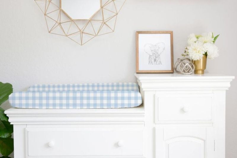 Changing Pad Cover Light Blue Gingham - The Creative Raccoon