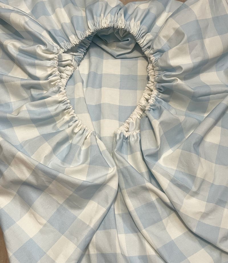 Changing Pad Cover & crib sheet Light Blue Gingham - The Creative Raccoon