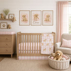 Golden Retriever Crib Bedding, Pink Gingham - The Creative Raccoon