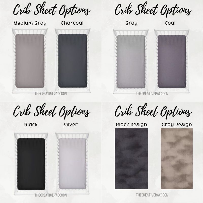 Gray Crib Sheet, Black Crib Sheet - The Creative Raccoon