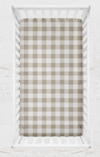 Khaki Gingham Crib Sheet 2 inch squares - The Creative Raccoon