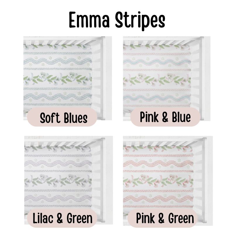 Pink & Blue Crib Sheets - The Creative Raccoon - Emma Stripes & Vines