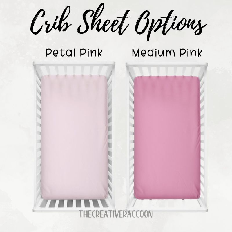 Petal Pink & Medium Pink Sheets options - Pink Crib Sheet - The Creative Raccoon