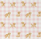 Pink Gingham Golden Retriever - The Creative Raccoon
