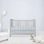 light blue gingham crib skirt & light blue crib sheet - the creative raccoon