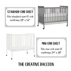 standard crib size & mini crib size - The Creative Raccoon 